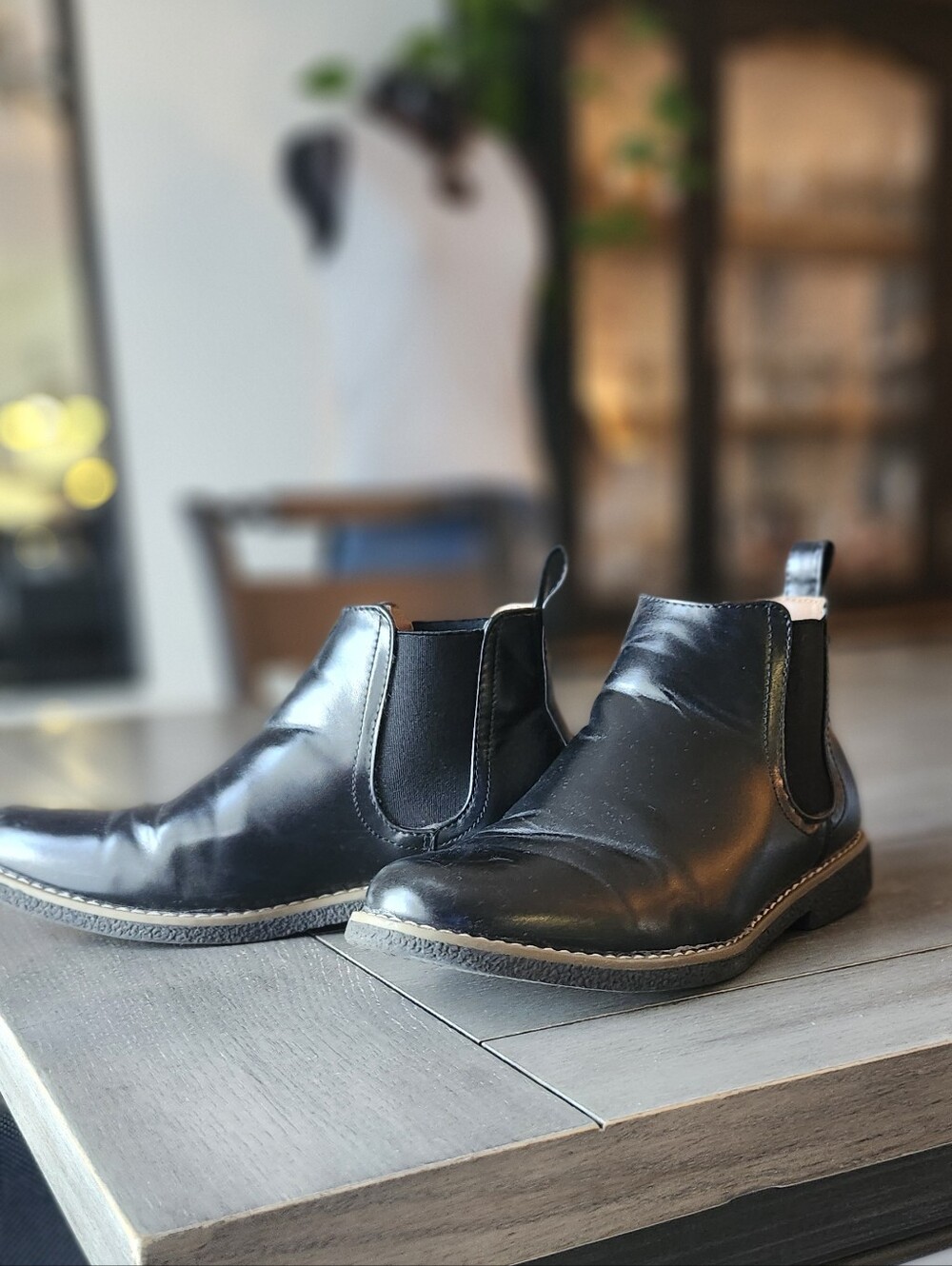 Deer Stag Black Leather Boots with Elastic Side Panels Boys Size 5 M Dress Up